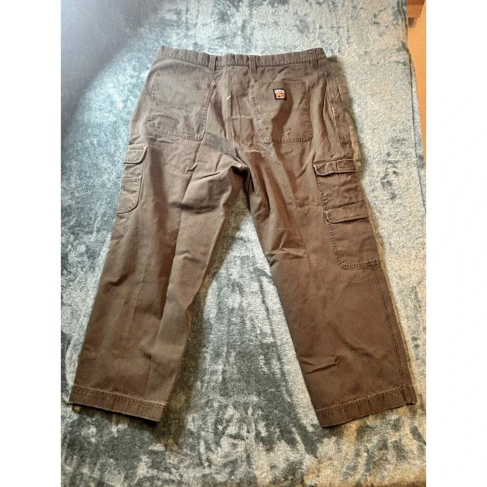 Timberland PRO Mens 44 Work Cargo Pants Brown Grey Cotton Canvas Heavy Duty